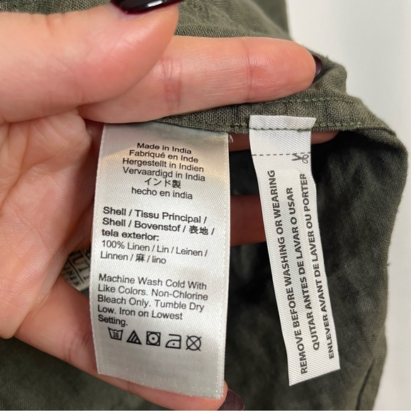 J. Crew Men’s Baird McNutt 100% Linen Shirt Button Down Olive Green Size S Slim - Picture 7 of 11